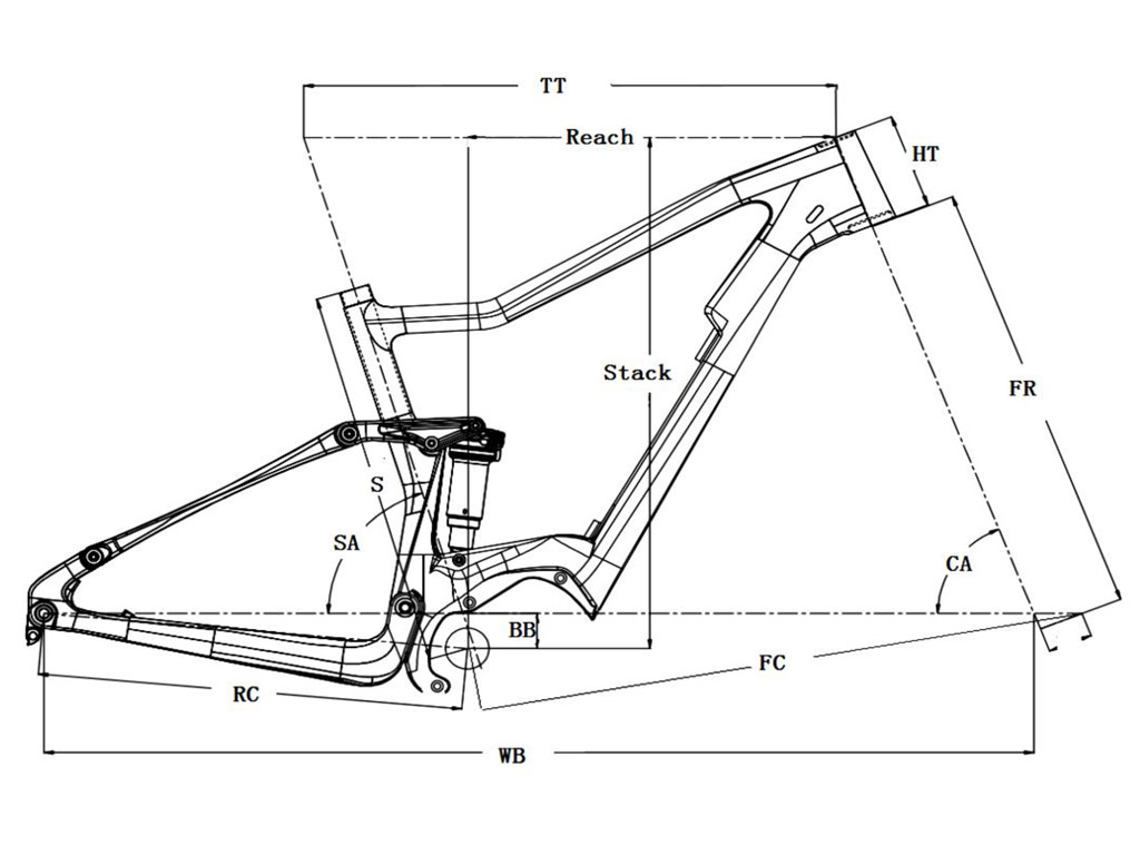 Vollgefederter E-Bike-Rahmen aus Carbon für Shimano-Motor