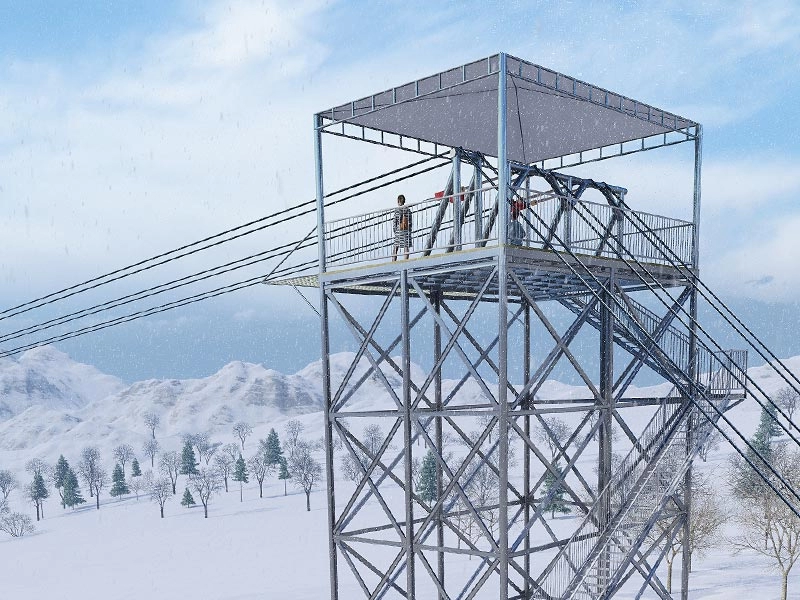 Zip-Line-Ausrüstung in großer Höhe für Snowfield