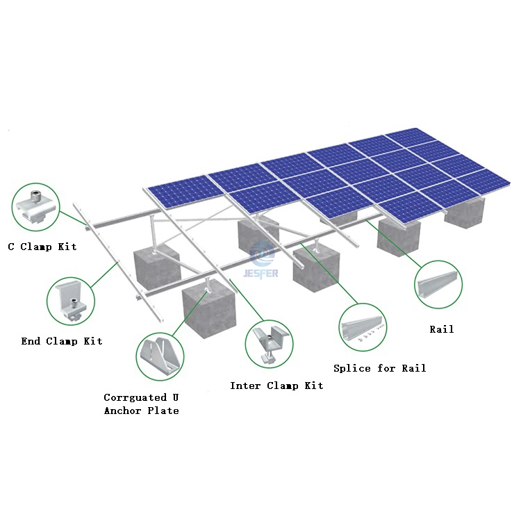 Betonblock-Solar-PV-Bauernhof-Bodenmontagesystem