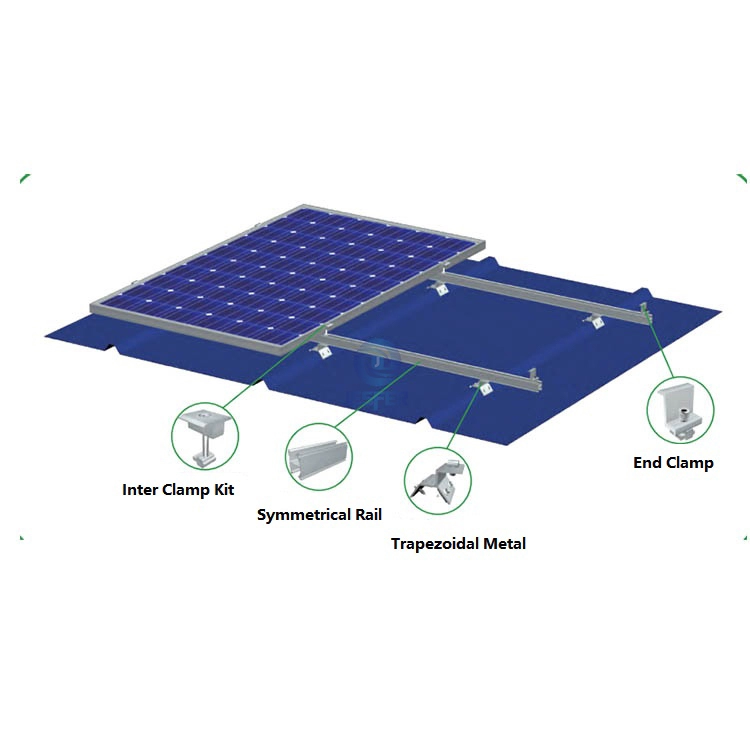 Solar-Montagesystem mit trapezförmiger Metalldachklemme