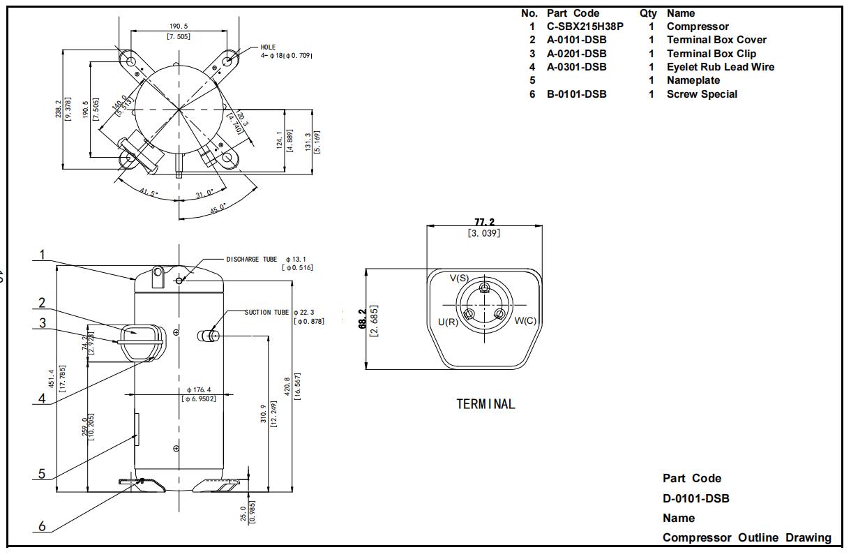 Panasonic Scroll compressor accessories fitting