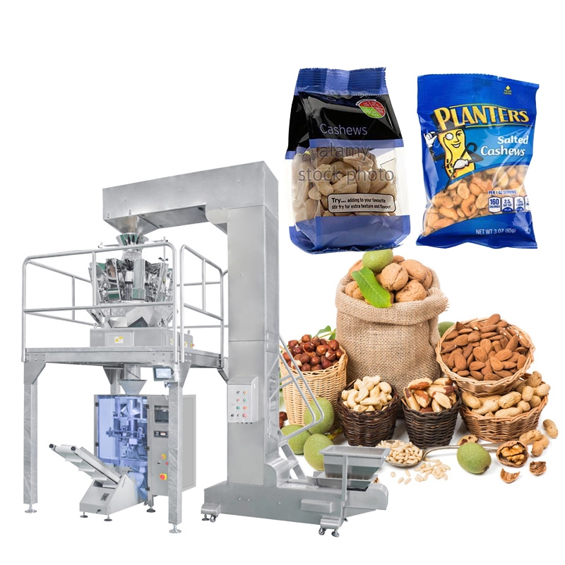 Mehrkopfwaage Hochgeschwindigkeits-Nusschips Popcorn getrocknete Garnelen Puffverpackungsmaschine für Lebensmittel
