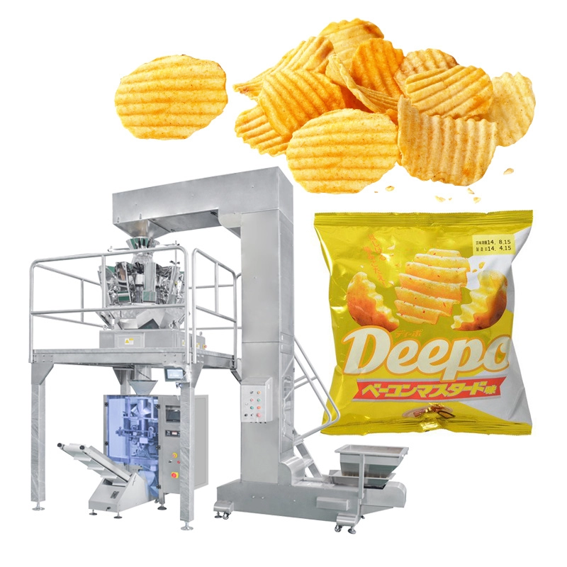 Automatische Induktionsbeutellänge Puffed Food Popcorns Potato Chip Shrimp Chips Granulat Verpackungsmaschine