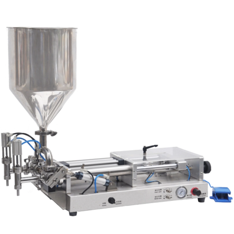 Halbautomatische pneumatische Speiseöl-Flüssigkeitsfüllmaschine mit zwei Düsen