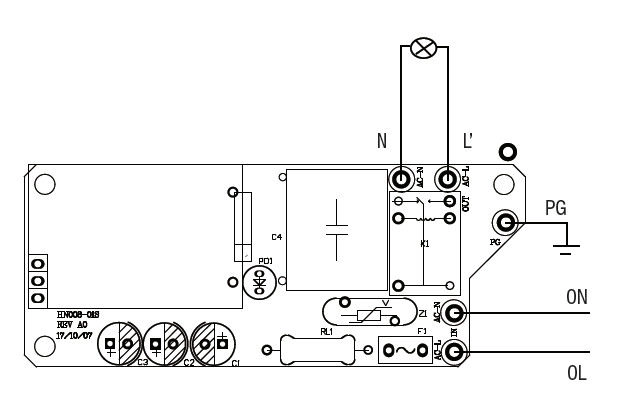 220–240 VAC Ein-Aus-Sensor ohne Gehäuse für die eingebaute Installation