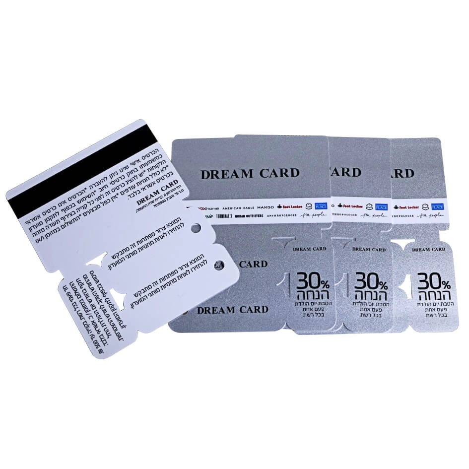 Silberfarbener Pulverdruck 4 in 1 PVC-Kombi-Magnetkarte mit Barcode