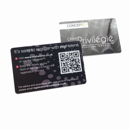 CMYK-bedruckte Plastikkarte mit QR-Code-Thermodruck für die Mitgliederverwaltung