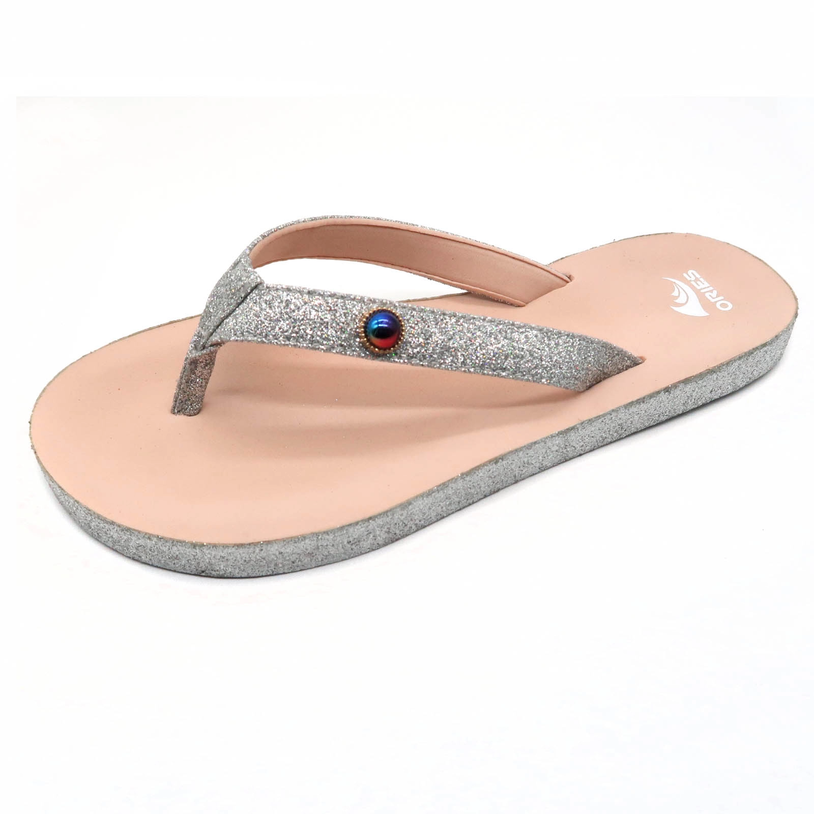 Gleit glänzendes Material am Sohlenrand und Riemen Fashion Girl Flip Flops Sandale