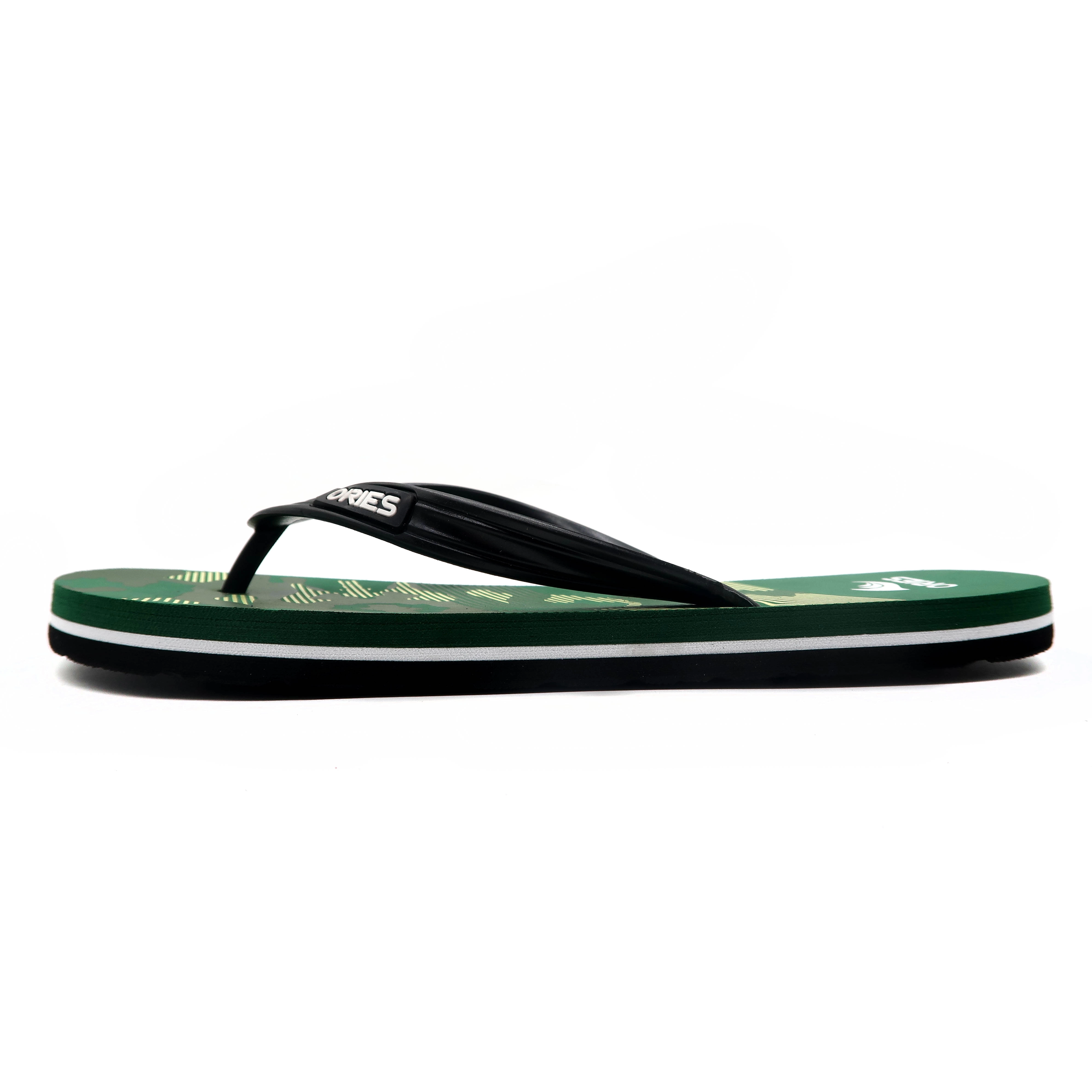 Bunte Sohle mit Druckgrafik und Linien Herren-Flip-Flops im britischen Stil