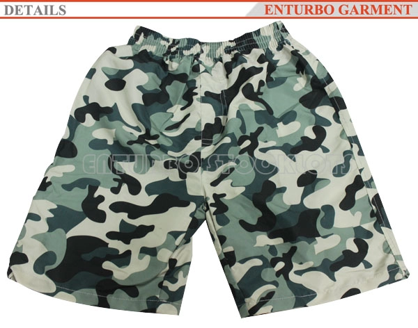 Grüne Camouflage Jungen-Strandshorts aus Polyester-Mikrofaser