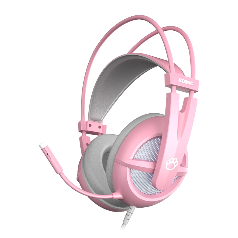 SOMIC G238 Rosa kabelgebundene Gaming-Katzenohr-Kopfhörer für Mädchen