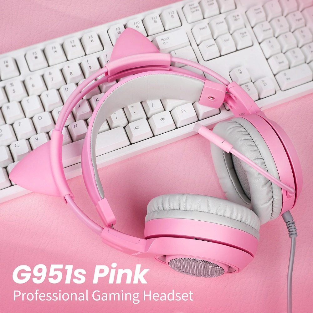 SOMIC G951S Pinkes 3,5-mm-Katzenohr-Gaming-Headset mit Mikrofon