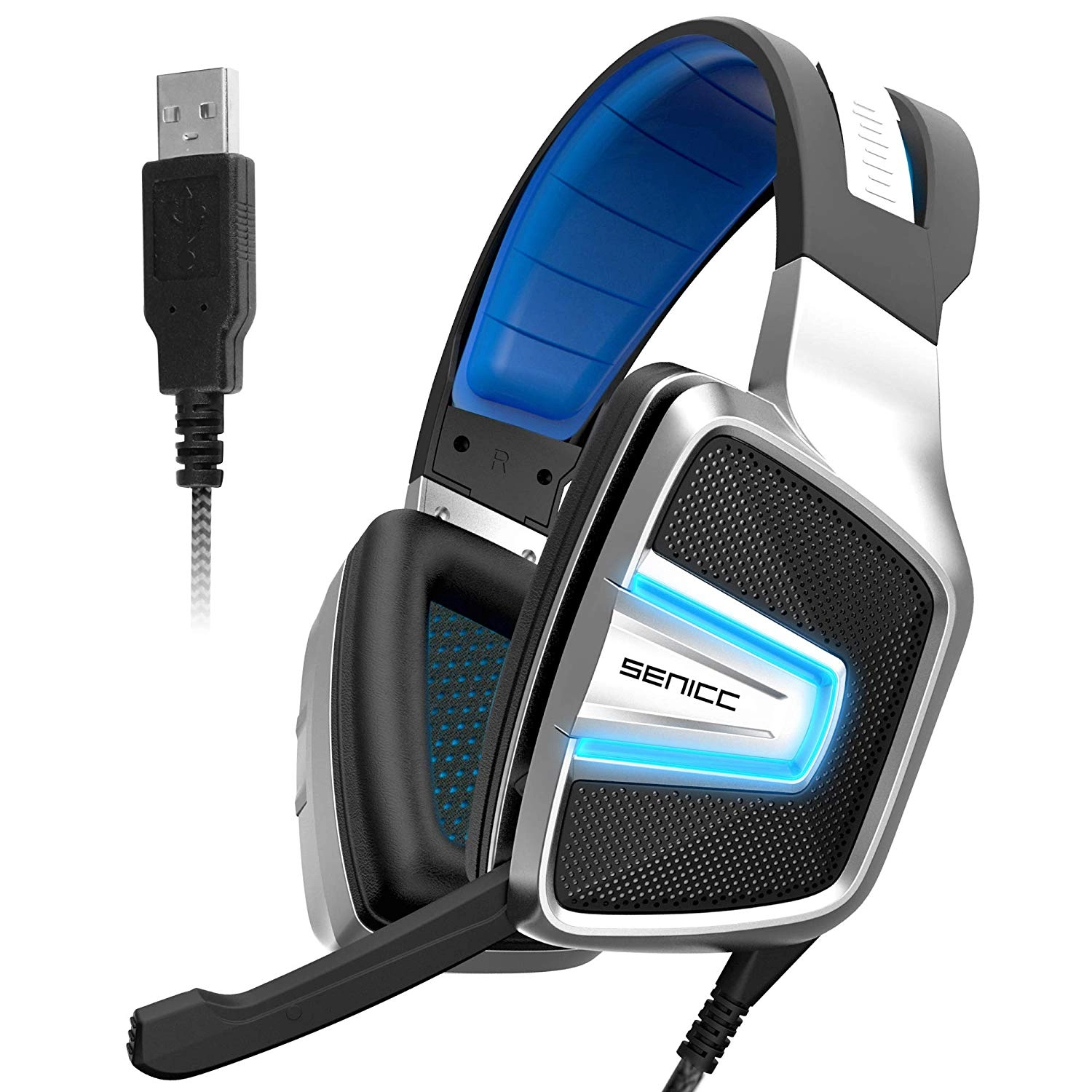 Somic A8 kabelgebundenes USB-7.1-Vibrations-Gaming-Headset mit LED-Licht
