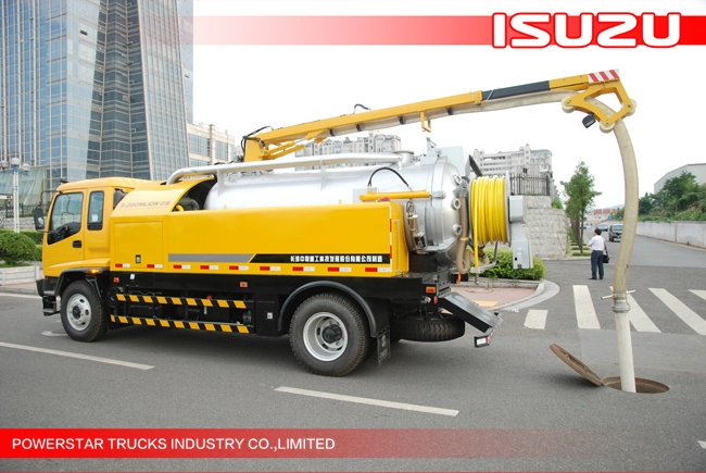 9000 Liter Ghana Isuzu Kombinierter Kanalspül- und Saugwagen
