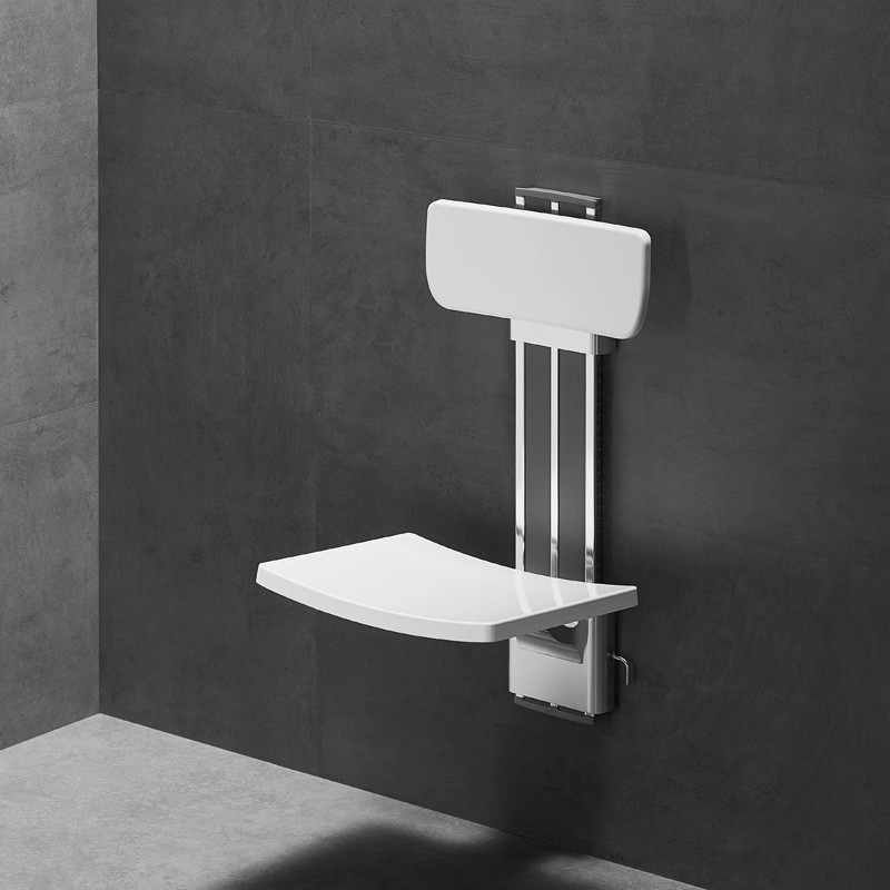 Wandfester Duschsitz mit verstellbarer Rückenlehne
