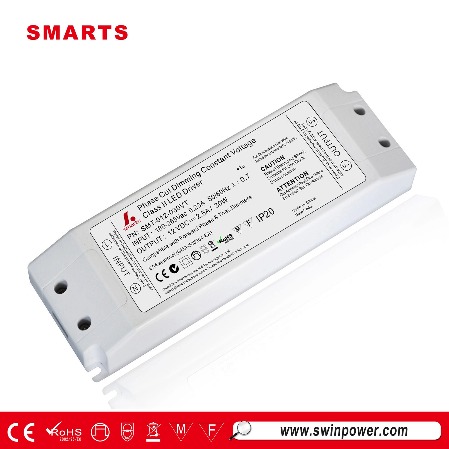 Bester dimmbarer LED-Treiber mit konstanter Spannung 220 V AC bis 12 Volt DC 30 Watt LED-Transformator