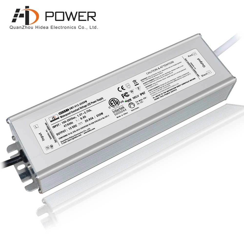 12-V-LED-Streifenlichttreiber 250-W-Aluminiumgehäuse IP67
