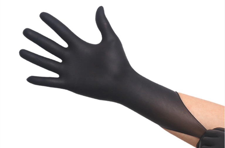 Schwarze medizinische Einmalhandschuhe aus Nitril