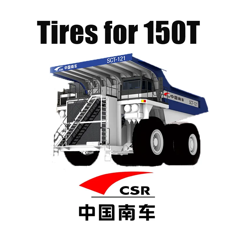 Bergbau-OTR-Reifen 36.00R51, ausgestattet mit starren Muldenkippern 150 t