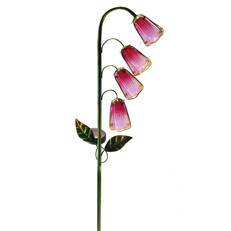Rosa Glas-Blumen-Garten-Solarlicht-Pfahl