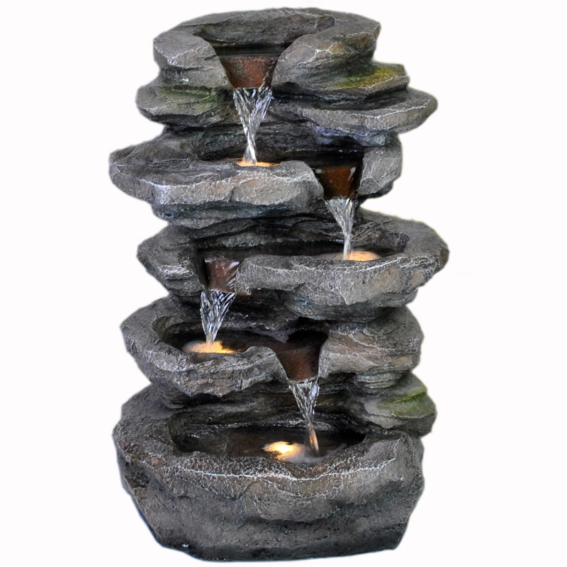 Garten-Felsen-Wasserfall-Landschaftswasser-Brunnen LED-beleuchteter Stein