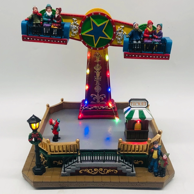 Beleuchteter Weihnachtsspielplatz mit fliegenden Kindern