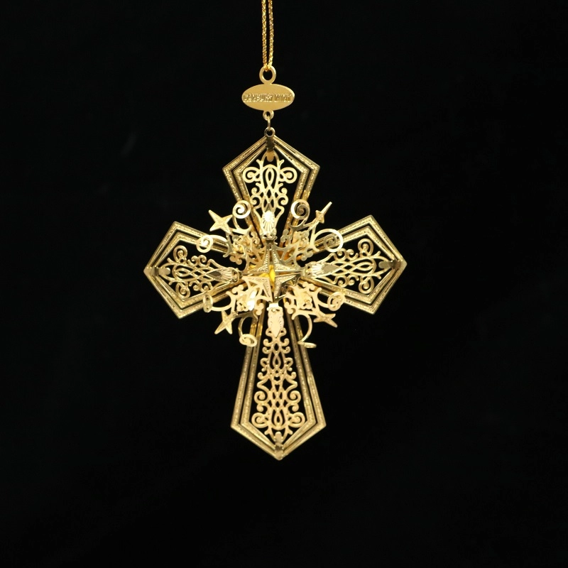 Geätztes Metall Weihnachtsschmuck Kreuz aus Messing