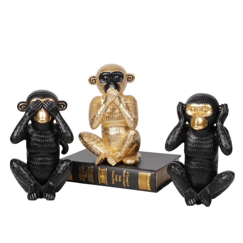 Wohndekor-Set mit drei Affen-Dekoren