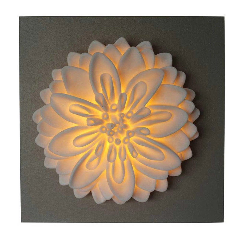 Wandkunst-Sandstein-Blumen-MDF-Plakette mit LED-Licht