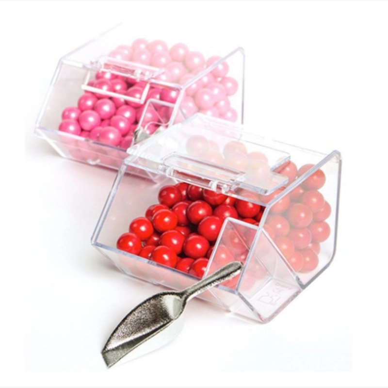 Perfekte Mini-Hochzeits-Süßigkeitsbox aus Acryl mit Klappdeckel