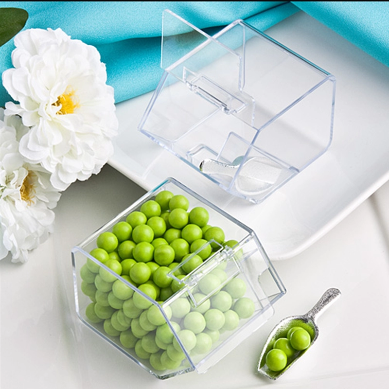 Perfekte Mini-Hochzeits-Süßigkeitsbox aus Acryl mit Klappdeckel