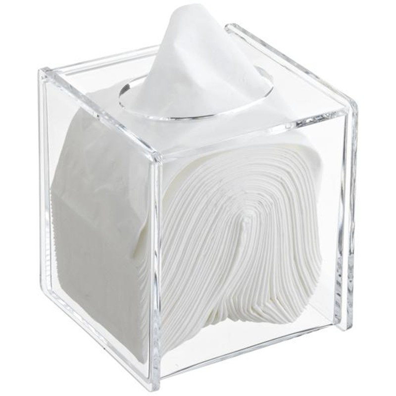 Transparente quadratische Taschentuchbox aus Acryl
