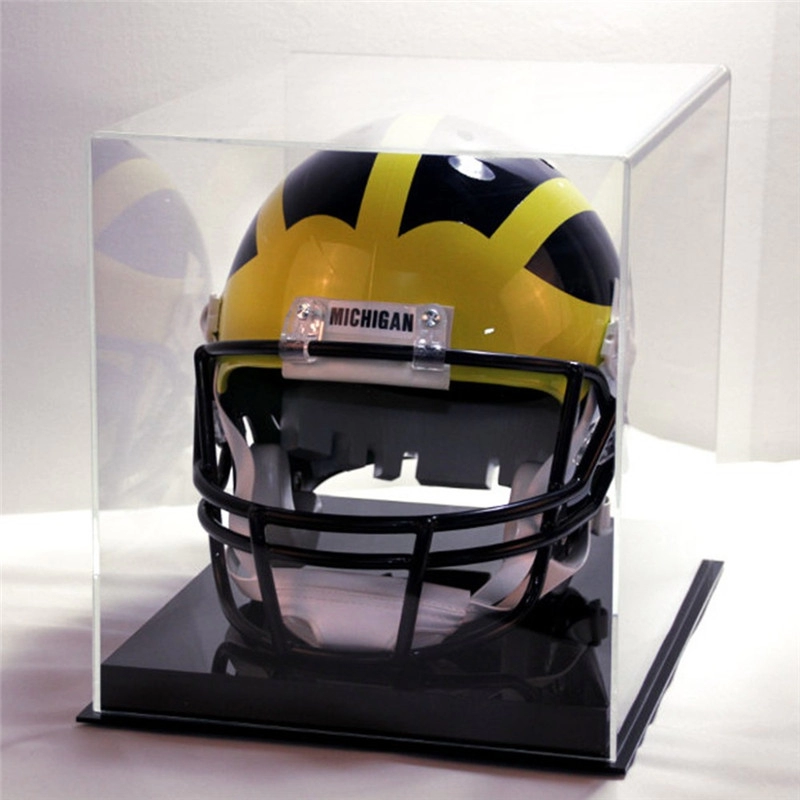 Maßgeschneiderte handgefertigte, hochtransparente Helm-Displaybox aus Acryl