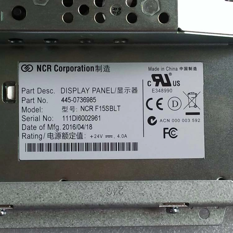 445-0736985 NCR 66XX 15-Zoll-LCD-Anzeigefeld ATM-Maschinenteile