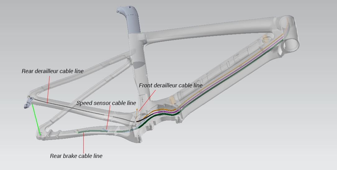 Vollcarbon-Rennrad-Disc-E-Bike-Rahmenset mit Flat Mount-Bremse
