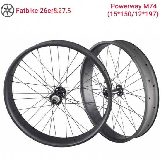 Lightcarbon 26er&27.5 Snowbike Laufrad Powerway M74 Fatbike Carbon Laufräder mit 65/85/90/75mm breiten Felgen