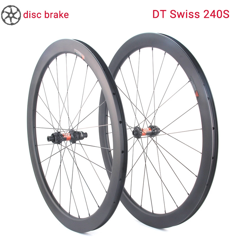 Leichter Carbon Rennrad Disc Laufradsatz mit DT240 Center Lock Naben und Sapim Speiche
