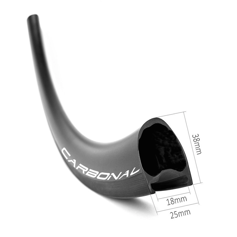 Asymmetrische 38-mm-Carbonfelge aus Hochtemperaturharz für Rennradlaufräder