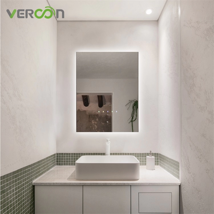 Smart Mirror Hospitality Badezimmer LED Schminkspiegel Anti-Fog Zeitanzeige
