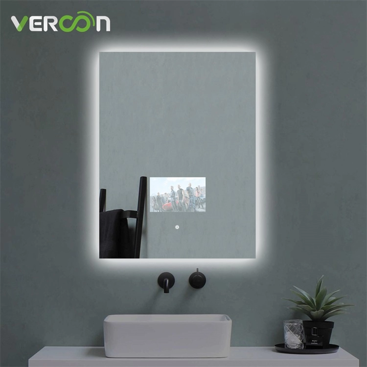 Rechteckiger, beschlagfreier, LED-beleuchteter, intelligenter Schminkspiegel für das Badezimmer