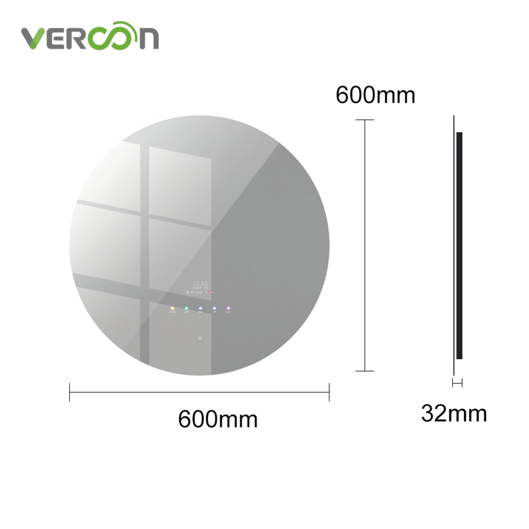 Vercon Wandmontierte hintergrundbeleuchtete Zeitanzeige Lautsprecher Skin Analyzer Android System Smart Mirror TV