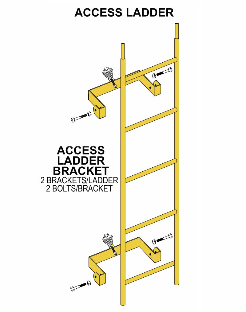 Zugangsleiter und Leiterhalterung aus Stahl