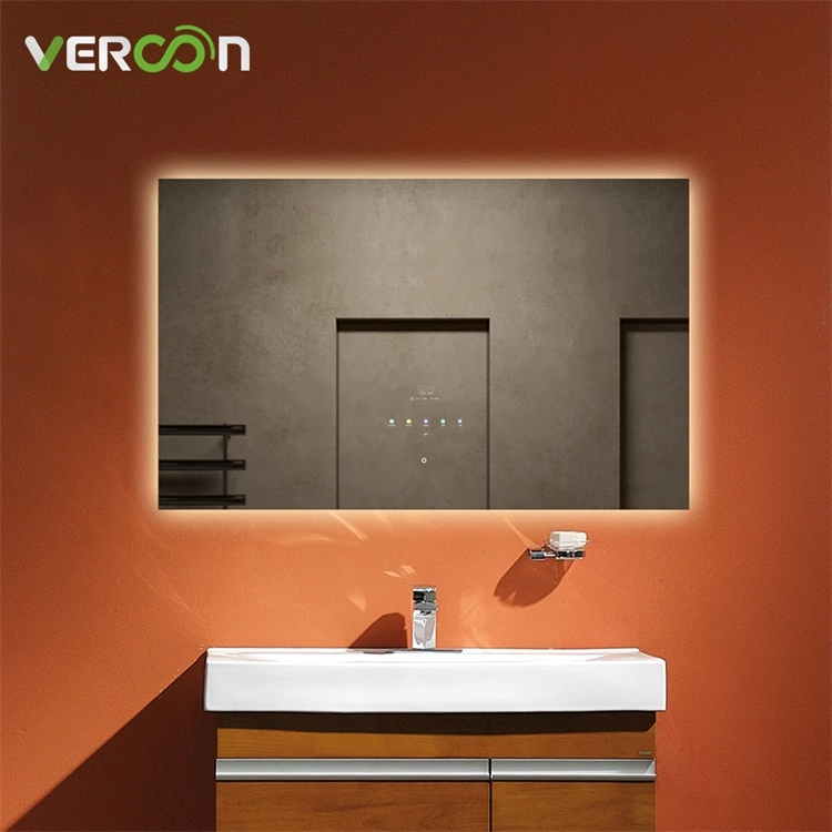 Wandhängender großer Duschspiegel, einstellbare Helligkeit, intelligenter LED-Badezimmerspiegel mit Touchscreen