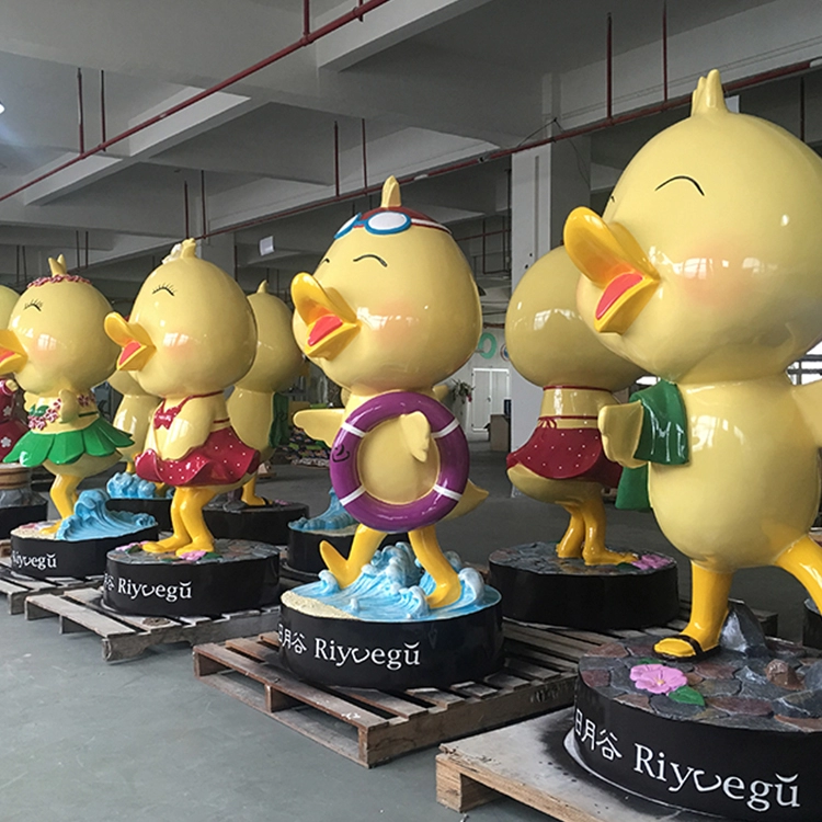 Handgemachte gelbe Enten-Statuen aus Fiberglas