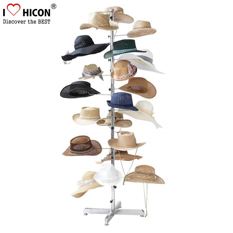4-seitiger, lässiger, silbriger, individuell gestalteter Hutständer aus Metall