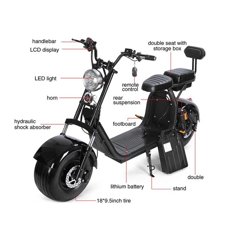 Bester Preis 1500w Scooter 45kmh Höchstgeschwindigkeit Elektro Citycoco erwachsenes Modeprodukt citicoco 2 großer fetter Reifen