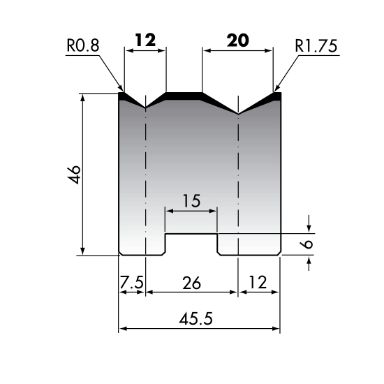 Hydraulische Abkantpressenformen Standard 2v Matrizen