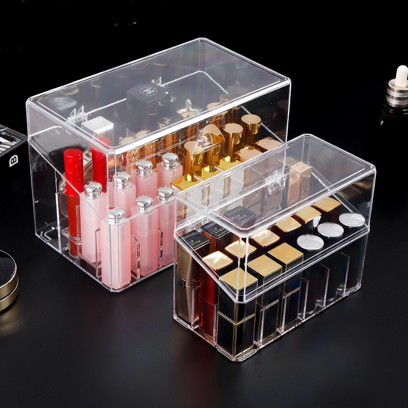 Transparenter Acryl-Lippenstiftständer, staubdichte Aufbewahrungsbox für Lippenstifte