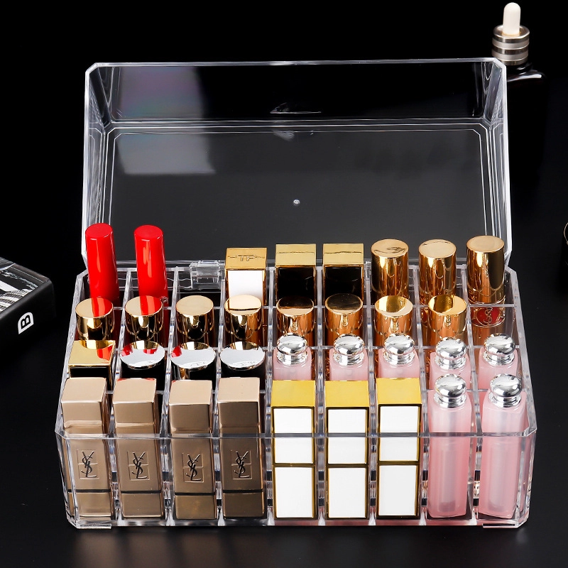 Transparenter Acryl-Lippenstiftständer, staubdichte Aufbewahrungsbox für Lippenstifte