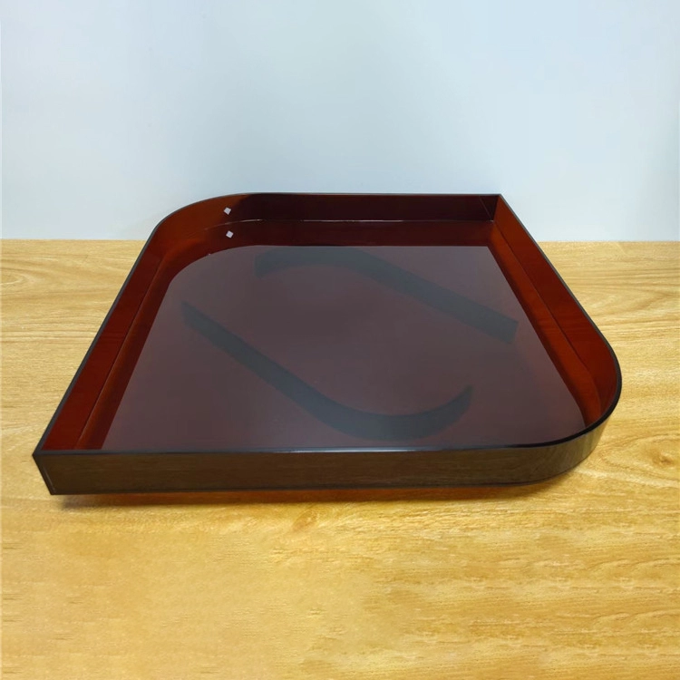 kundenspezifischer Tablett-Organizer aus braunem Acryl mit spezifischer Form